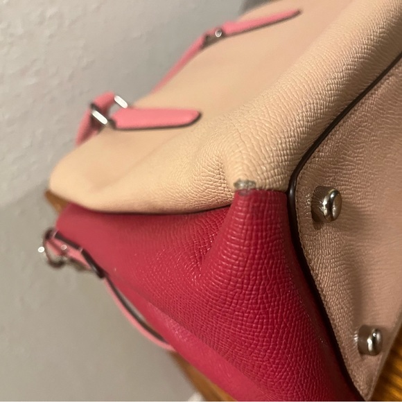 Coach Colorblock Satchel With Crossbody in Taupe / Pink / Red - Picture 12 of 13